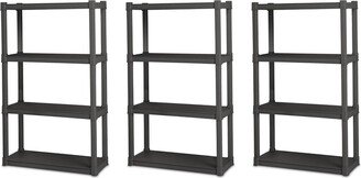 Plastic Indoor Outdoor 4 Shelf Durable Shelving Unit, Gray, 3 Pack - 3-Pack