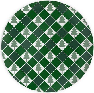 Plates: Christmas Tree Checkers - Green Plates, 10X10, Green