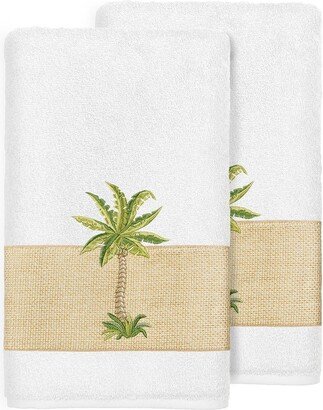 Colton Embellished Bath Towel - Set of 2 - White