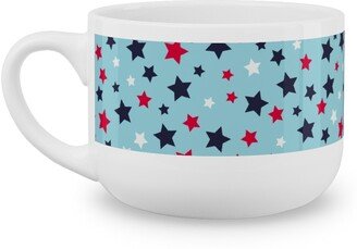 Mugs: Scattered Stars - Blue Red And White Latte Mug, White, 25Oz, Blue