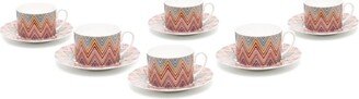 Zigzag-Print Tea Cups (Set Of Six)