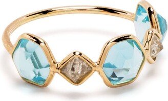 Swayta sha 18kt Yellow Gold Diamond And Blue Topaz Ring