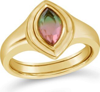 Glamrocks Jewelry Marquise Signet Ring- Watermelon Quartz