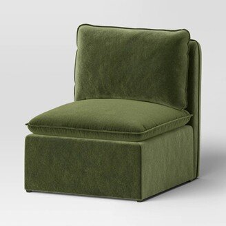 Haven Velvet Modular French Seam Sofa Chair Dark Green