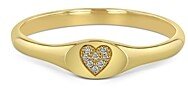 14K Yellow Gold Itty Bitty Symbols Diamond Heart Signet Ring