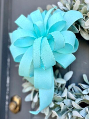 Pastel Ice Blue Decorative Wreath Bow For Mailbox Basket Lantern Or Gift, Baby Boy Bow, Gender Reveal Shower Decoration