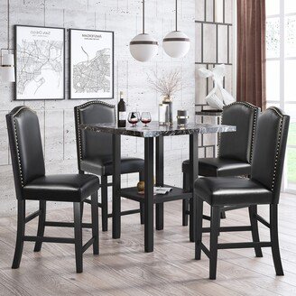 RASOO Modern 5-Piece Dining Set with Matching Chairs and Bottom Shelf