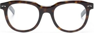 Tortoiseshell Round-Frame Glasses-AB