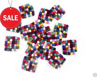 Multicolor Square Trivet Sale | 3 cm Ball Handmade Felt Trivets Wool 17 Kitchen