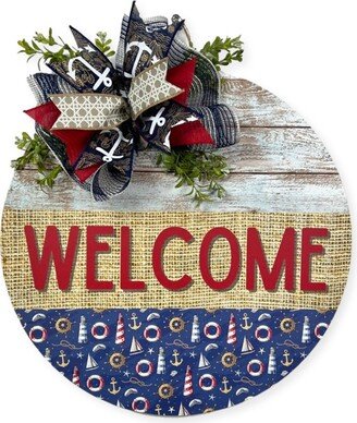 Front Door Decor, Lake House, Wreath, Crab Welcome Sign, Hanger, Housewarming Gift, Crustaceancore Decor