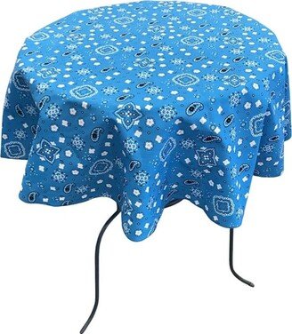 Round Print Poly Cotton Tablecloth | Bandanna Turquoise, Choose