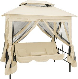 Gazebo Convertible Swing Bench Cream White - 86.6 x 63 x 94.5