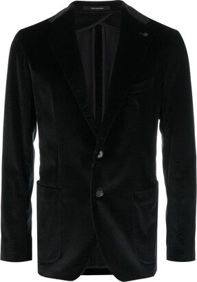 Velvet-Effect Single Breasted Blazer-AA