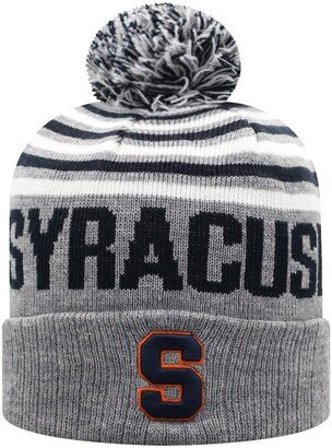 Men's Heather Gray, Navy Syracuse Orange Ensuing Cuffed Knit Hat with Pom - Heathered Gray, Navy