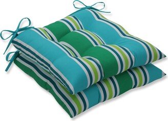 Pillow Perfect Aruba Stripe Turquoise Green Wrought Iron Seat Cushion