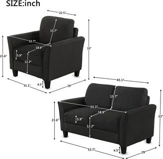 Living Room Furniture Set Armrest Single Sofa Chair and Loveseat Sofa