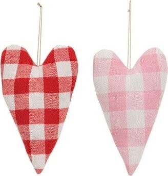 2/Set Buffalo Check Heart Pillow - H1.50 x W4.50 x L7.25