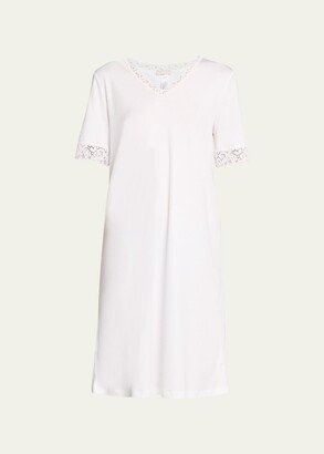 Moments 3/4-Sleeve Lace-Trim Cotton Nightgown