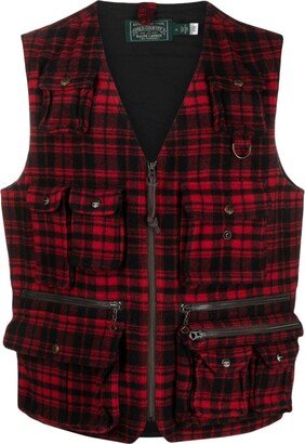 Check-Print Zip-Up Gilet