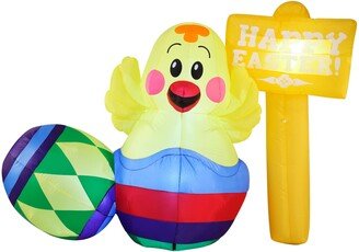 Joyin Joiedomi 7FT Long Multicolored Nylon Indoor Outdoor Happy Easter Sign & Chick Inflatable w/Built-In LED Lights, Lawn Decoration