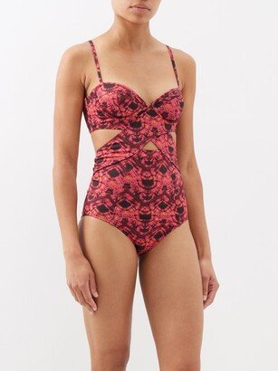 Luna Printed Cut-out Swimsuit