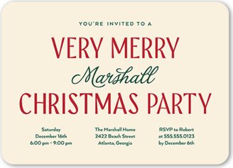 Holiday Invitations: Very Merry Time Holiday Invitation, Beige, 5X7, Christmas, Standard Smooth Cardstock, Rounded