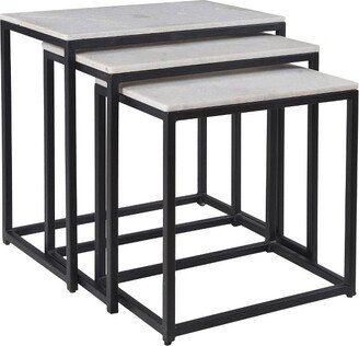 Coast to Coast Ponga 23W Black Powder Iron and White Marble Nesting Tables Set of 3