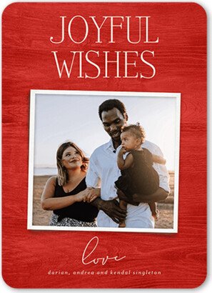 Holiday Cards: Simple Rustic Frame Holiday Card, Red, 5X7, Holiday, Matte, Signature Smooth Cardstock, Rounded