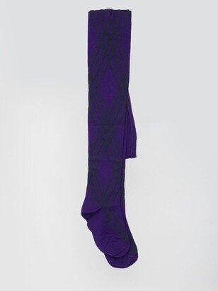 Check stretch wool tights-AA