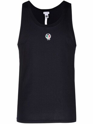 embroidered-logo U-neck vest