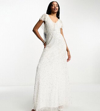 Beauut Tall Bridal statement embellished maxi dress in cream and gold