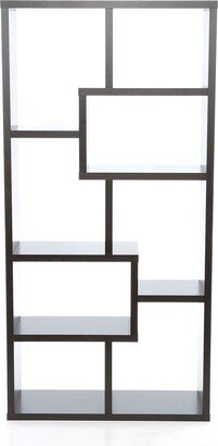 Modern 70-inch High Display Cabinet Bookcase in Dark Brown Cappuccino Wood Finish - 70.75