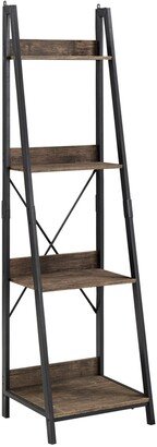 Argis Black Metal Rustic Ladder Bookcase by Modern