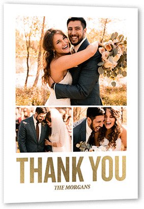 Wedding Thank You Cards: Squared Gratitude Thank You Card, Gold Foil, White, 5X7, Matte, Personalized Foil Cardstock, Square