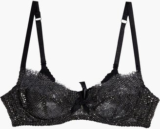 Brianna embellished metallic coated corded lace underwired bra