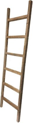 6 Step Rustic Weathered Grey Wood Ladder Shelf - 65 x 17