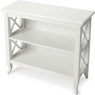 Handmade Newport Glossy White Wood Low Bookcase