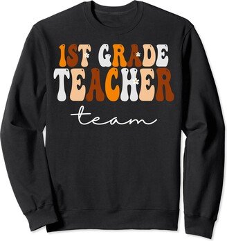 BWILI Fall Autumn School Gifts & Apparel. 1st Grade Teacher Team Cute Women Groovy Fall Autumn Lovers Sweatshirt