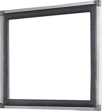 Rectangular Wooden Frame Mirror with Padded Trim, Gray