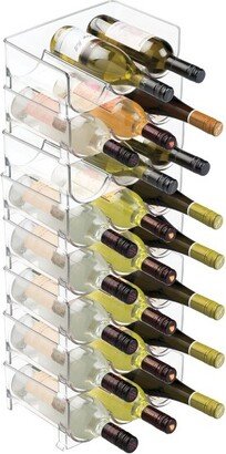 mDesign Plastic Free-Standing Stacking 3 Bottle Wine Storage Rack, 8 Pack, Clear