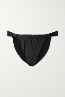 Shine Stretch-satin Bikini Briefs - Black