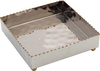 Nickel and Gold Bead Lunch Napkin Tray - 7.5x7.5x2