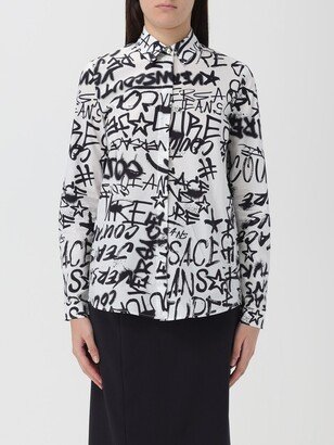 cotton shirt with all-over logo print