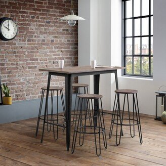 Dunelm Grafton Rectangular Bar Table with 4 Dalston Stools, Brown Brown