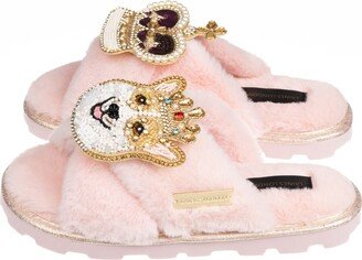 Laines London Ultralight Chic Laines Slipper Sliders With Sandy The Corgi & Royal Crown - Pink