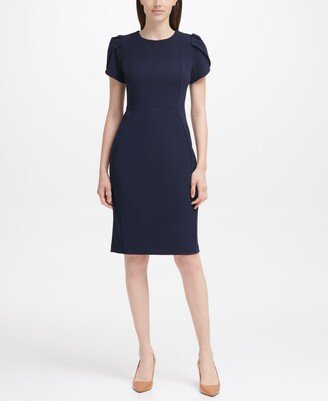 Tulip-Sleeve Sheath Dress