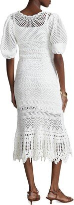 Cotton Pointelle Knit Tie-Waist Dress