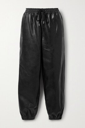 Kira Vegetarian Leather Track Pants - Black