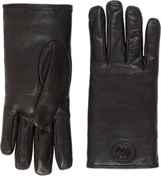 Logo-Plaque Leather Gloves-AI