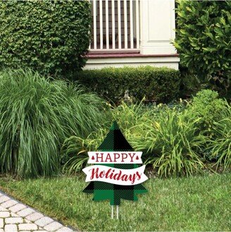 Big Dot Of Happiness Holiday Plaid Trees - Happy Holidays Outdoor Lawn Sign Christmas Yard Sign 1 Pc
